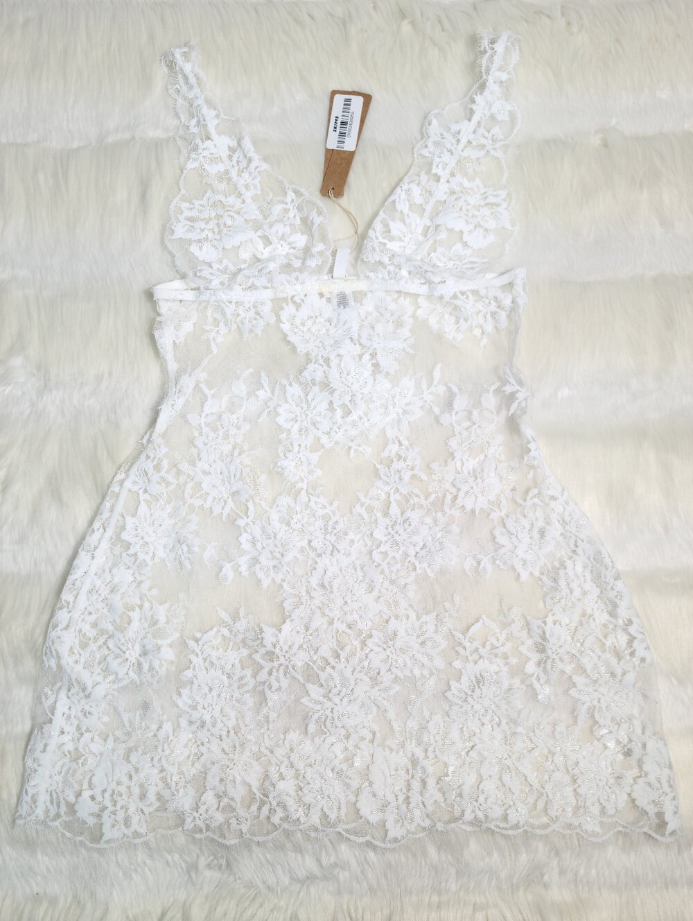 SKIMS Lace Mini Slip Dress White Snow Women XS NEW
